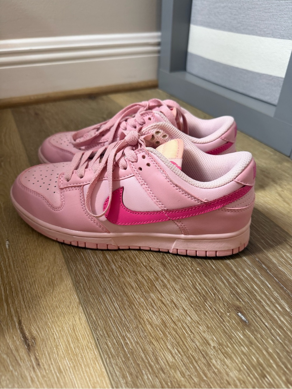 Nike Pink Low-Top Sneakers with Hot Pink Swoosh